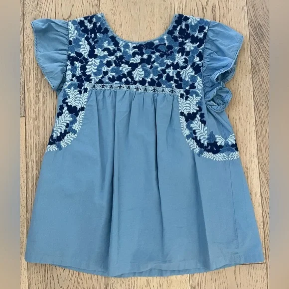 J. Marie Blue Embroidered Women's Blouse Size Small - Picture 5 of 5